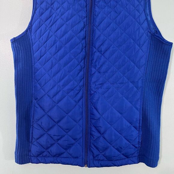 Fresh Blue Puff Vest Diamond Pattern Knit Side and Collar Women’s Size Small - Picture 4 of 8
